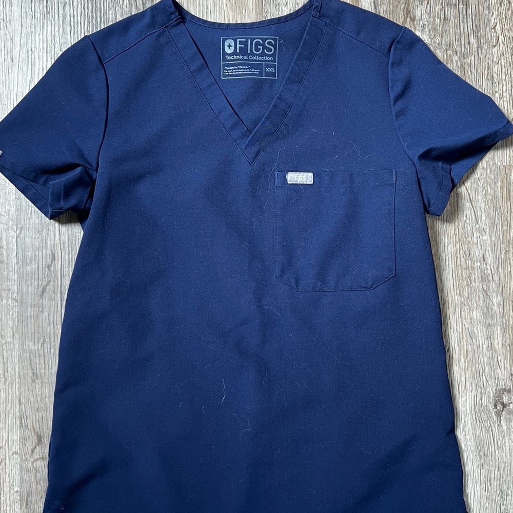 Figs Deep Blue V-Neck Scrub Top